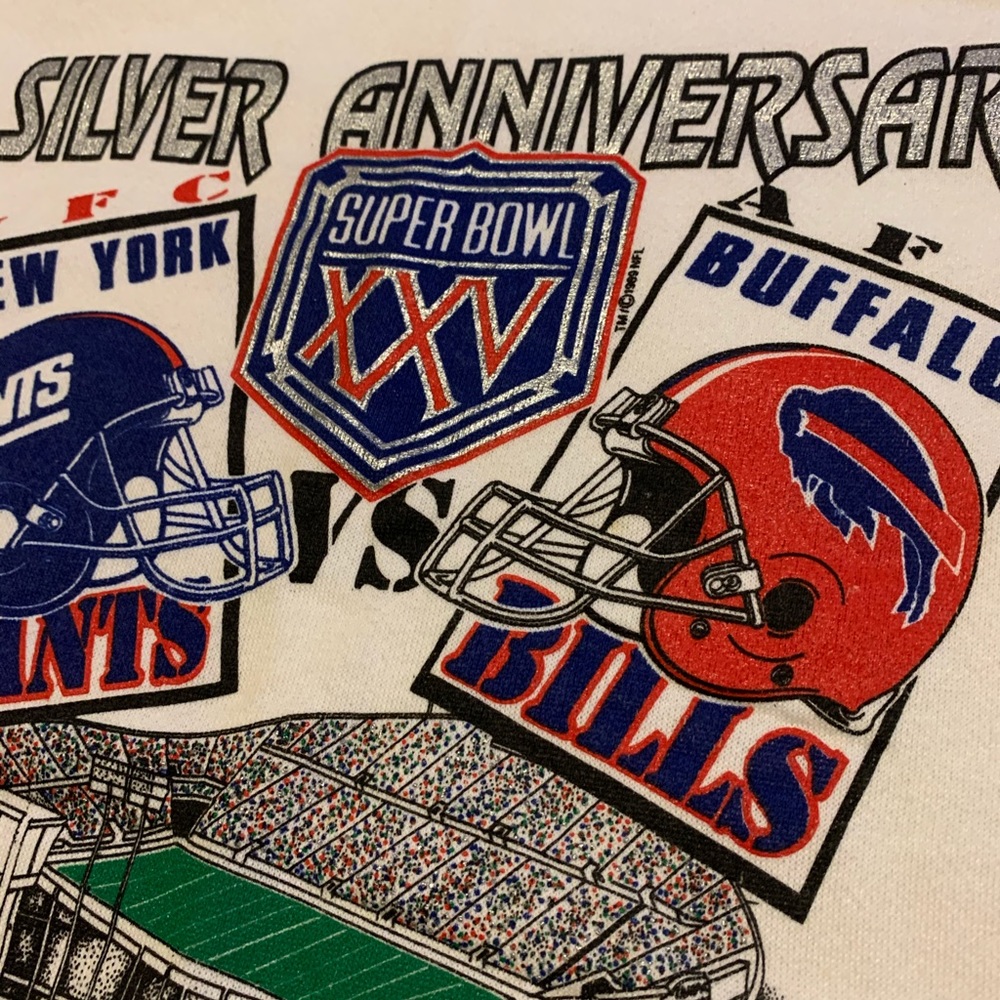 NWOT VTG ‘91 Super Bowl XXV Graphic Crewneck Sz L - Picture 3 of 6